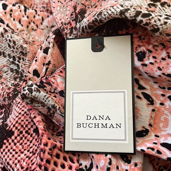 NWT Vintage Dana Buchman Pink Faux Snakeskin Buttons Down Blouse V Neck Size S - Picture 11 of 11